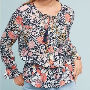 Anthropologie Maeve Begonia Floral Peasant Top XL